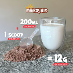 MiniRoyals Malteada de Chocolate en Polvo para el Desarrollo de Niños desde 4 Años | Mix de 7 verduras | Endulzado Naturalmente, Proteína Premium, 40 Nutrientes Esenciales, Prebióticos y Vitaminas | 28 Porciones